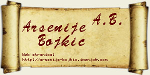 Arsenije Bojkić vizit kartica